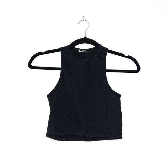 Zara Black Ribbed Crop Top Size Medium‎ / Large - Picture 1 of 5
